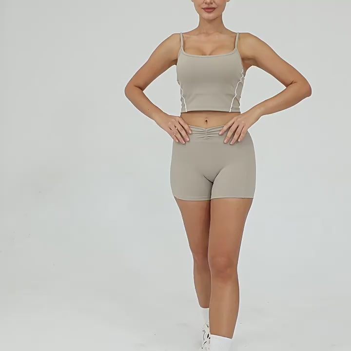 Nylon Tight Yoga Shorts High-Waist Tummy Control Running Fitness Shorts