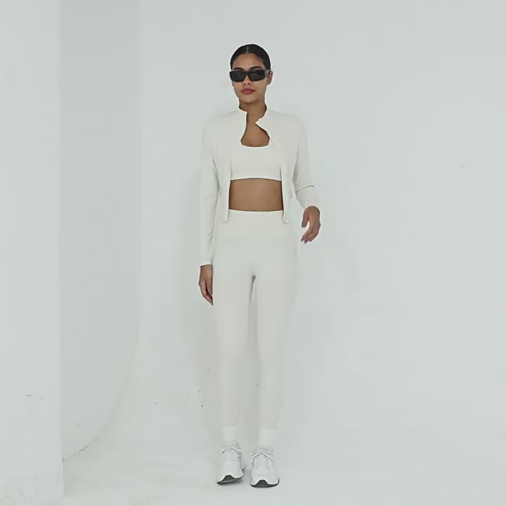 High Neck Zip Front Long Sleeve Yoga Jacket | Tight Fit Quick-Dry Activewear