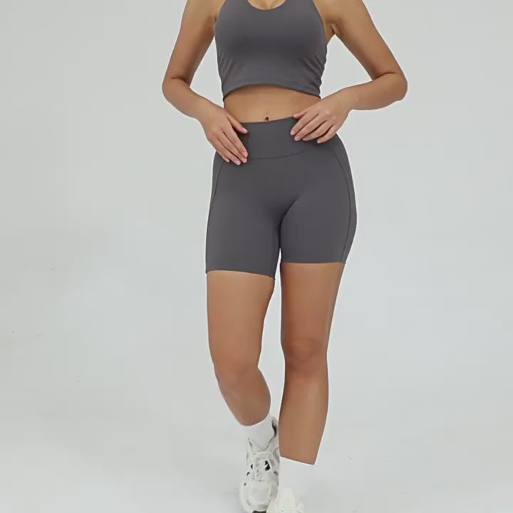 New High-Waist Tight Yoga Shorts Scrunch Butt Breathable Quick-Dry Running Shorts