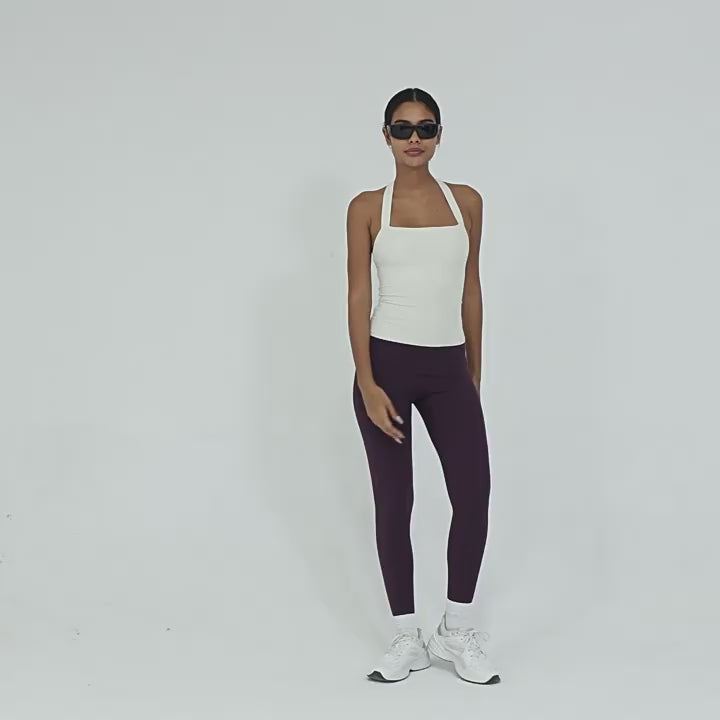 Halter Neck Yoga Tank Top | Naked-Feel Slim Fit Cross Back Sports Bra for Women