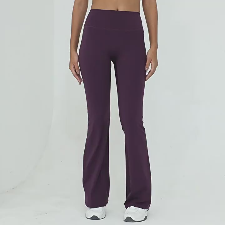 Invisible Ruched Yoga Flare Pants | High-Waist Booty-Lift Wide-Leg Fitness Trousers
