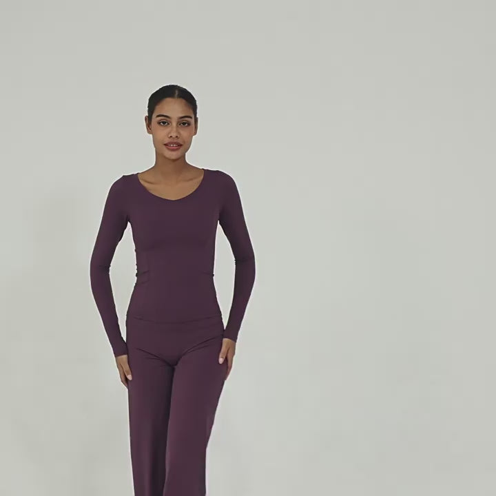 V-Neck Long Sleeve Yoga Jacket | Fall Winter Running & Casual Fitness Top