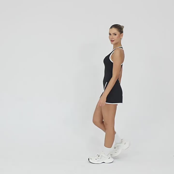 New Tennis Skirt Set | Color Block Tank Top Yoga & Fitness Two-Piece Outfit