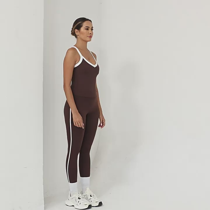 Contrast Trim Yoga Set for Women | Second-Skin Compression Fitness Outfit 3230+4601