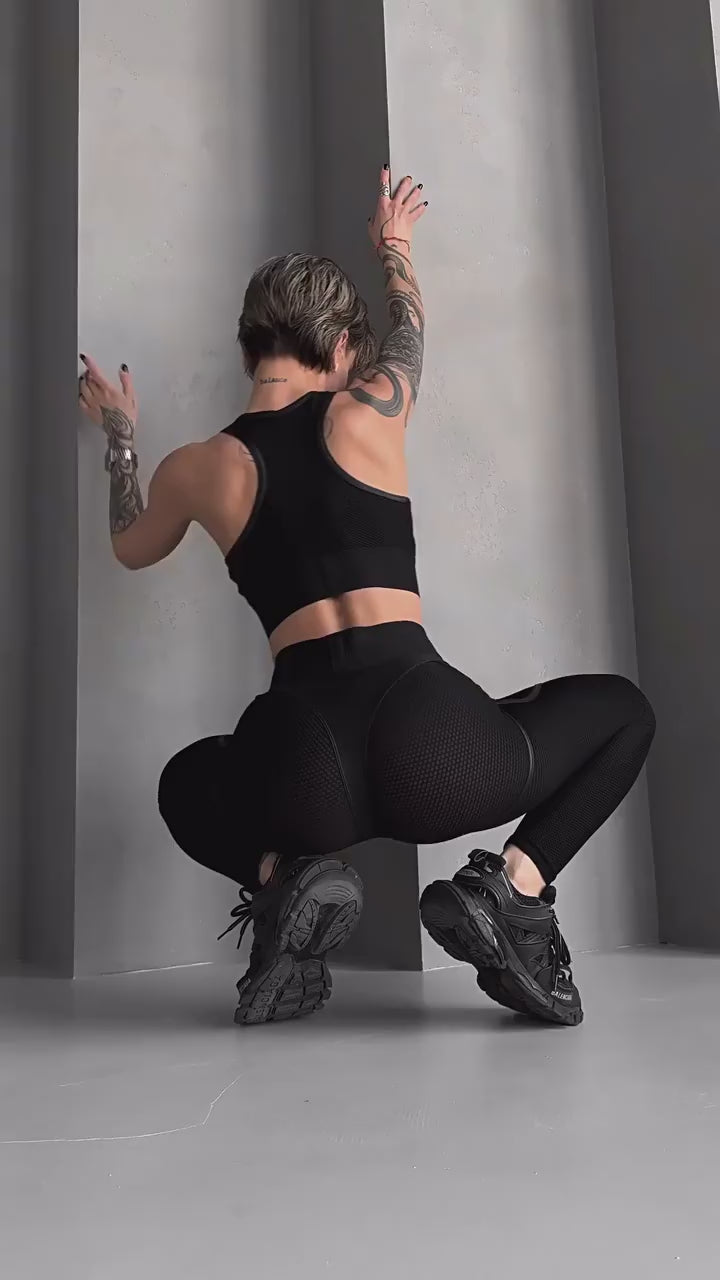 New Mesh Patchwork Yoga Set | Sexy Sports Bra & Booty-Lifting Pants Two-Piece