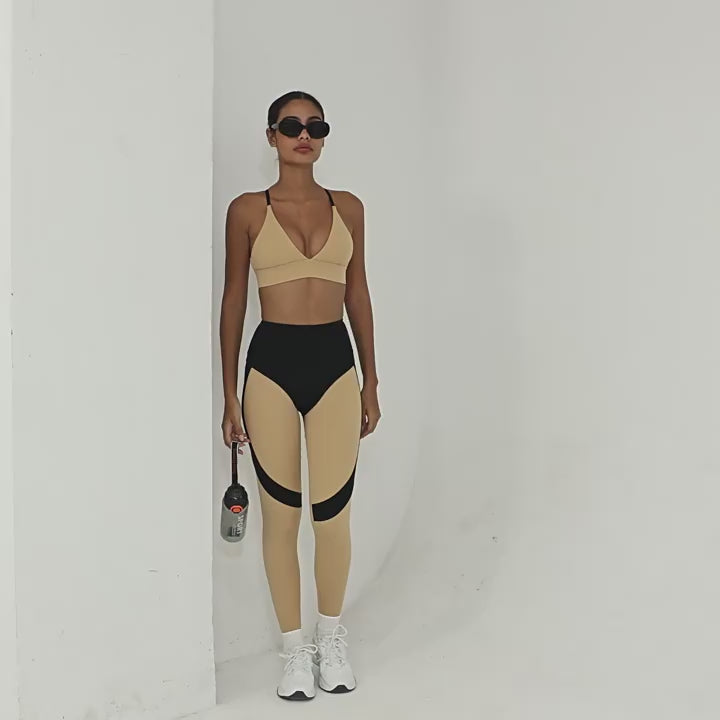 New Color Block Yoga Set | High-Waist Slim Fit Outdoor Fitness Two-Piece