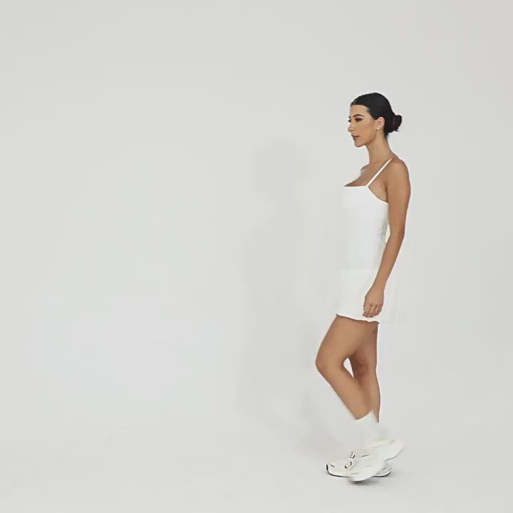 Sleeveless Patchwork Bubble Hem Dress | Breathable Tennis Golf Dress with Built-In Shorts