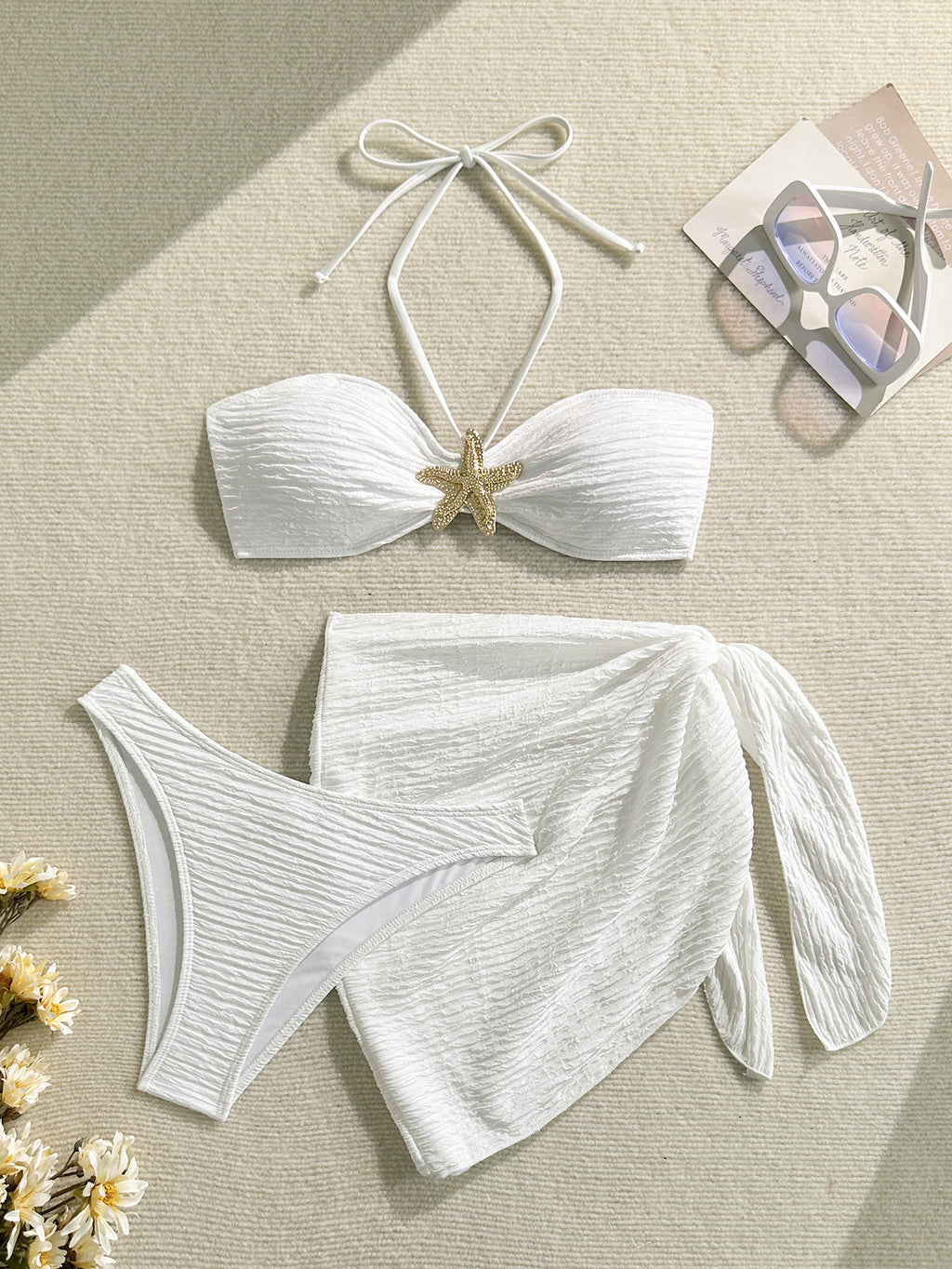 2026 Sexy Solid Color Bikini | Three-Piece Split Swimwear Set for Women