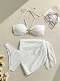2026 Sexy Solid Color Bikini | Three-Piece Split Swimwear Set for Women