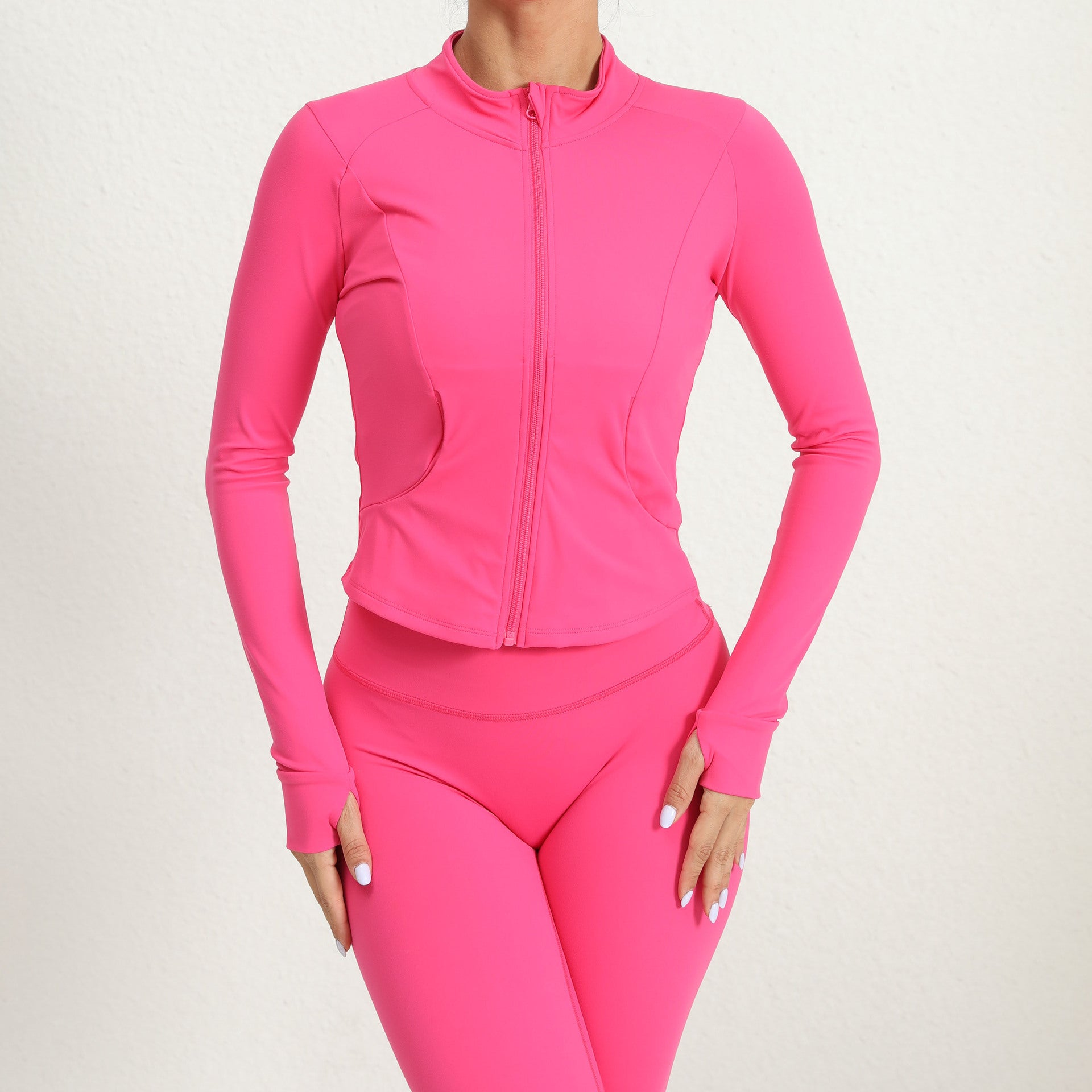 Outdoor Running Yoga Jacket for Women | Zip-Up High Neck Quick-Dry Long Sleeve Top