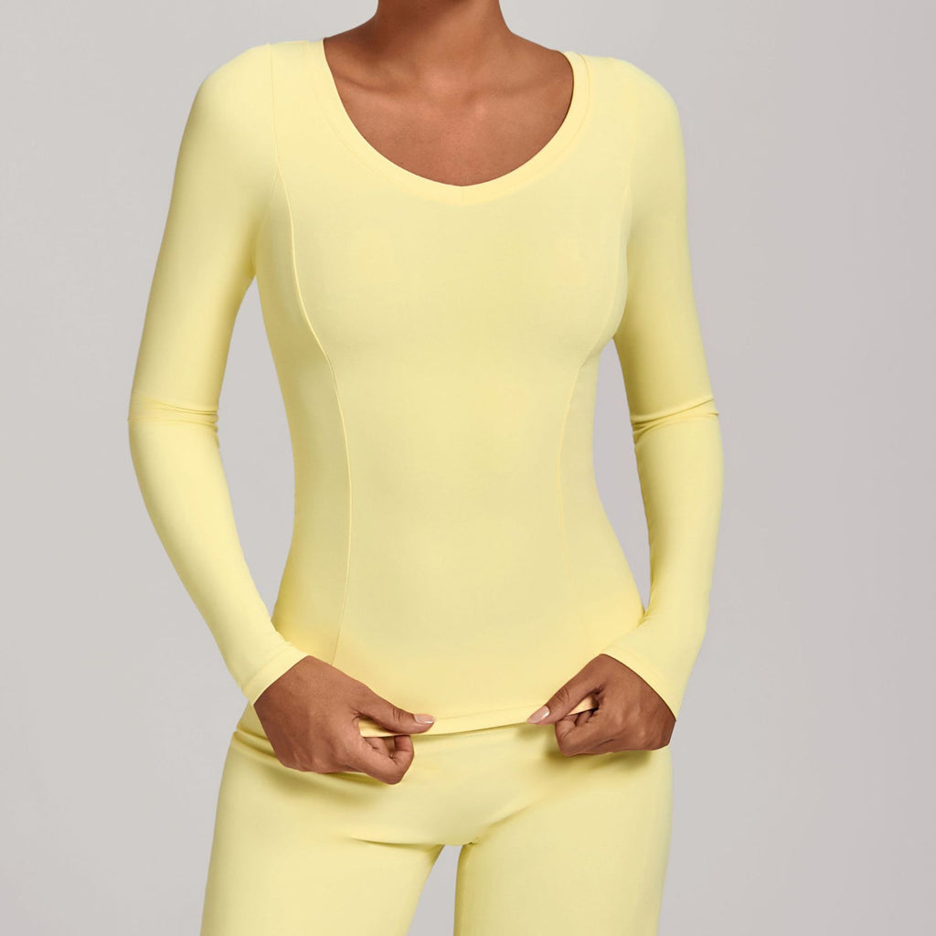 V-Neck Long Sleeve Yoga Jacket | Fall Winter Running & Casual Fitness Top