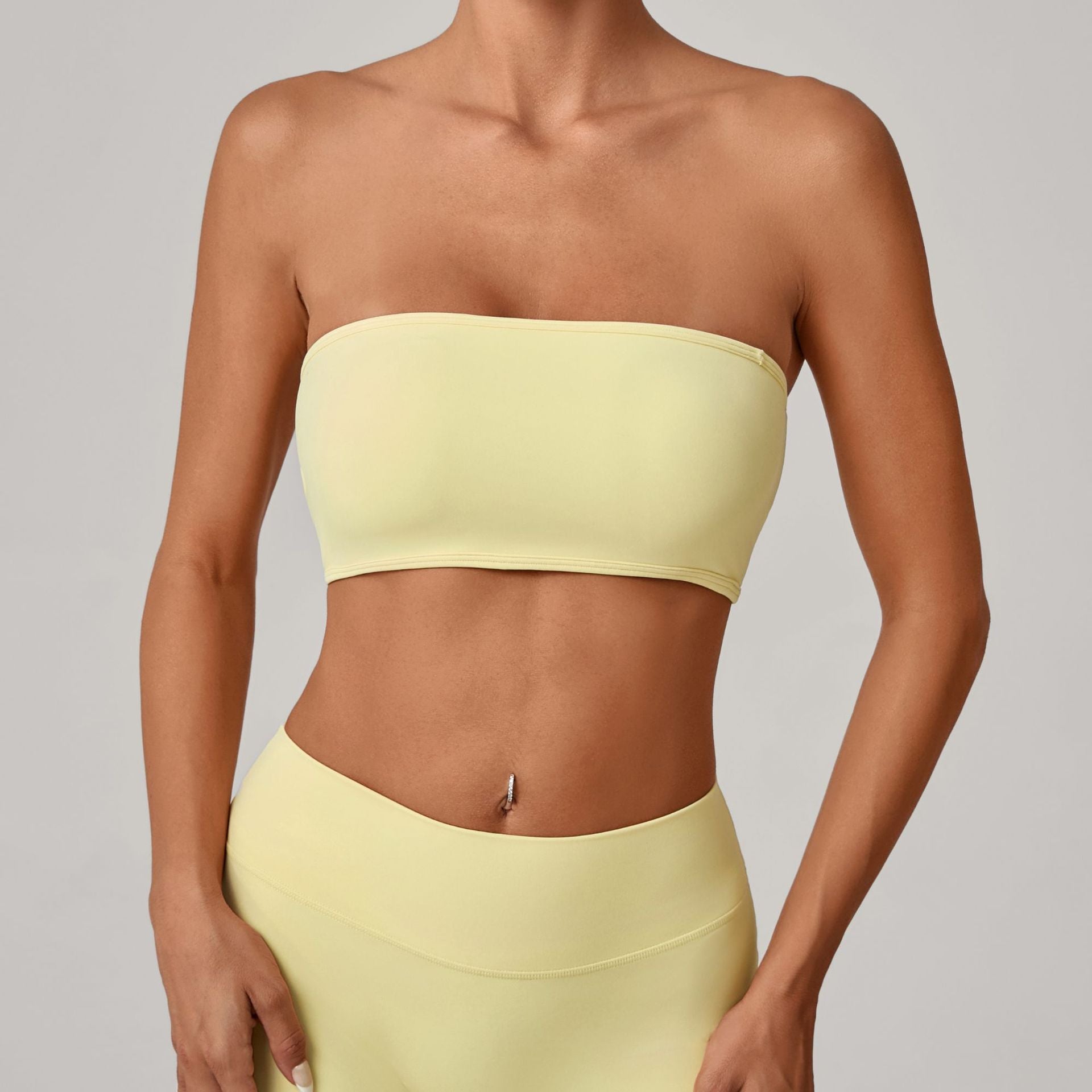 Anti-Slip Bandeau Base Layer Sports Bra | One-Piece Naked-Feel Yoga Fitness Top