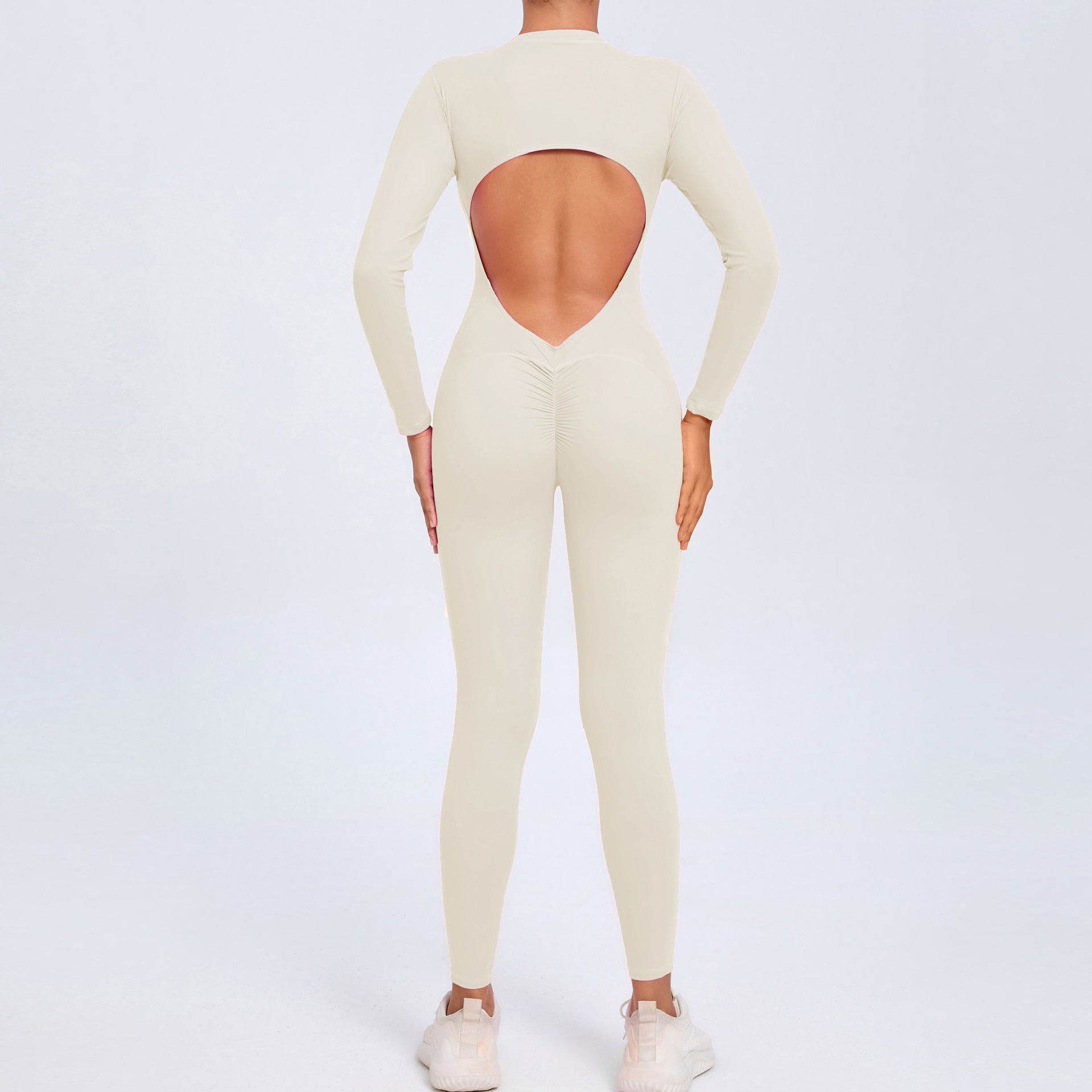 New Zipper Long Sleeve Bare-Feel Yoga Jumpsuit Tight Gym Activewear
