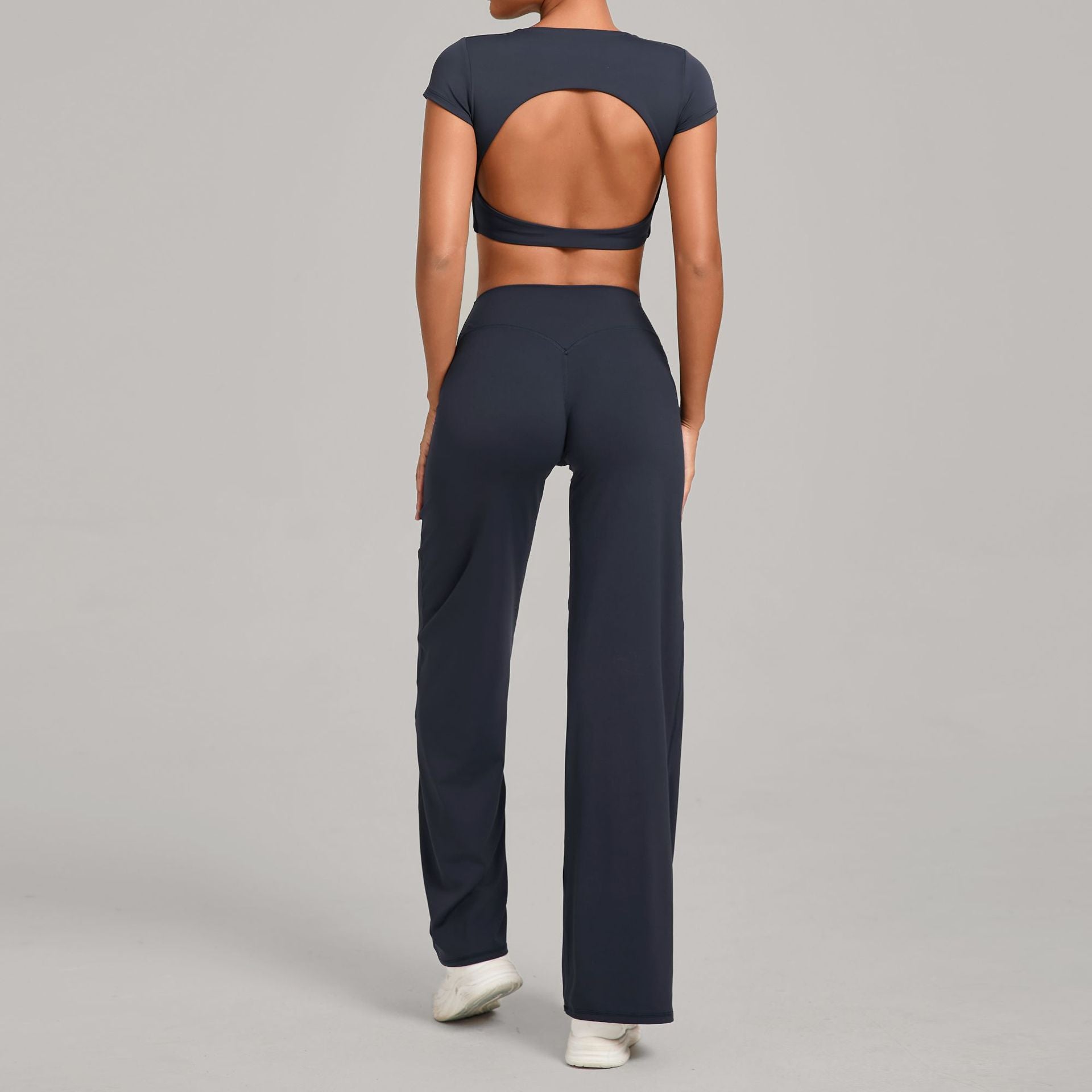 Backless Slim Fit Yoga Set | Quick-Dry Straight-Leg Pants Running & Training Two-Piece