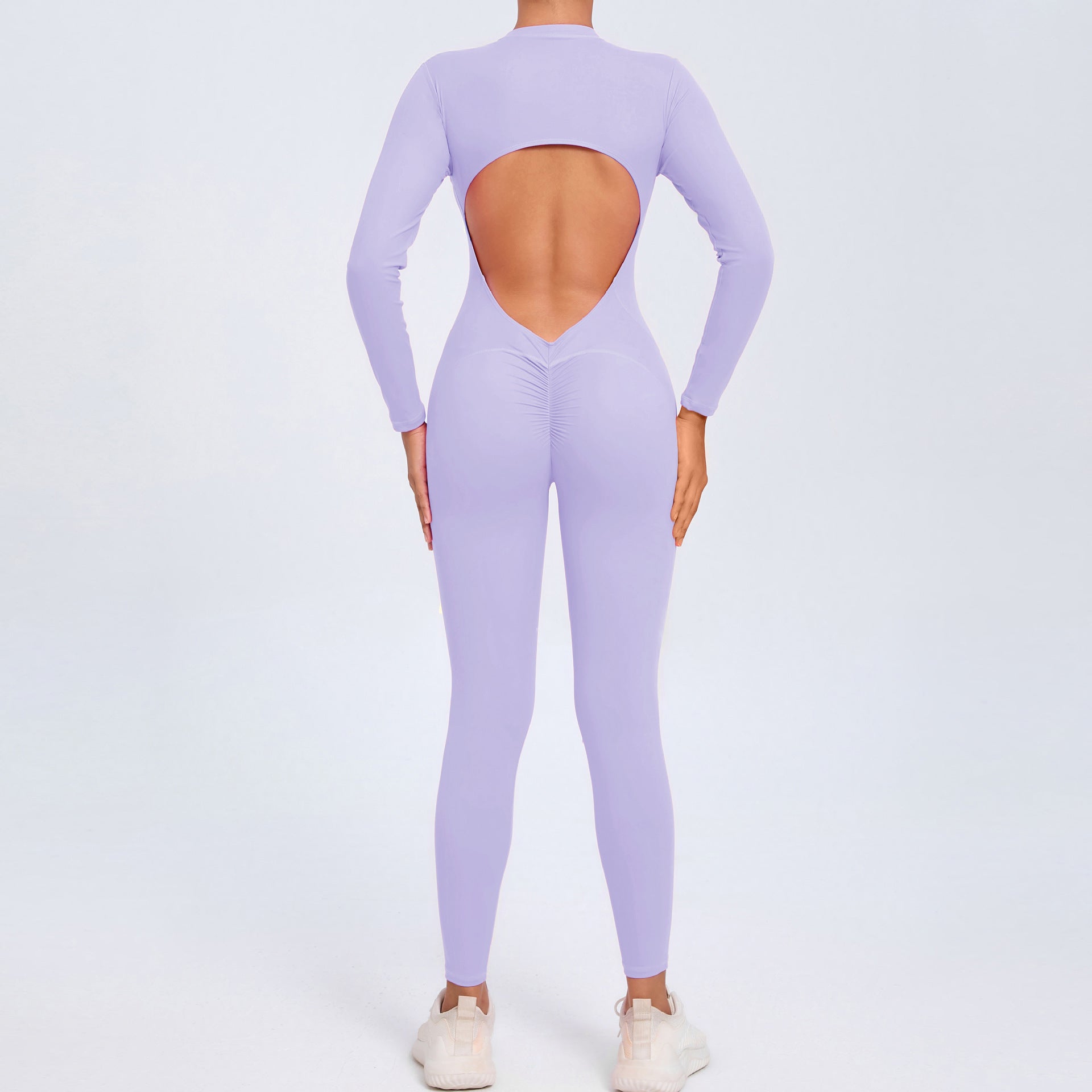 New Zipper Long Sleeve Bare-Feel Yoga Jumpsuit Tight Gym Activewear