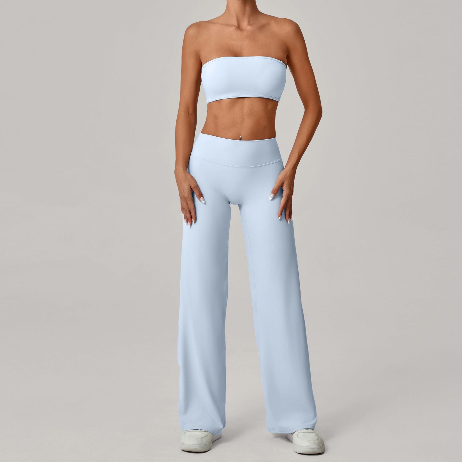 Second-Skin Bandeau Cross Back Yoga Set | Outdoor Running Fitness Two-Piece