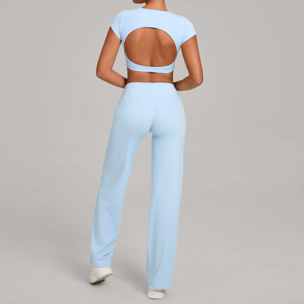 Backless Slim Fit Yoga Set | Quick-Dry Straight-Leg Pants Running & Training Two-Piece