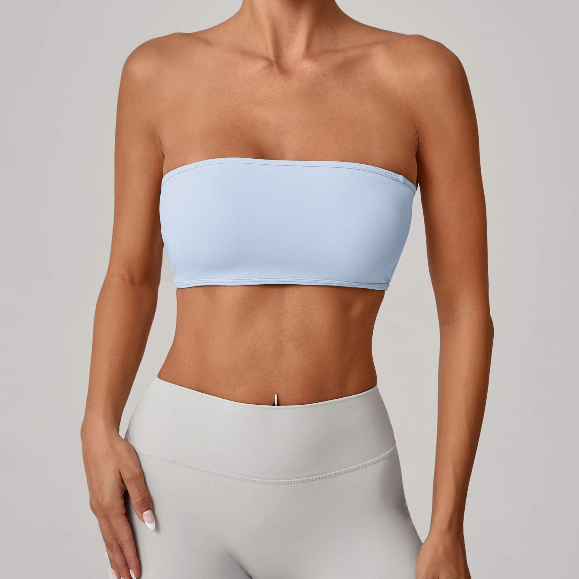 Anti-Slip Bandeau Base Layer Sports Bra | One-Piece Naked-Feel Yoga Fitness Top