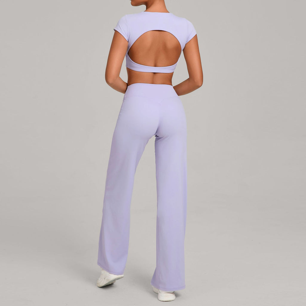 Backless Slim Fit Yoga Set | Quick-Dry Straight-Leg Pants Running & Training Two-Piece