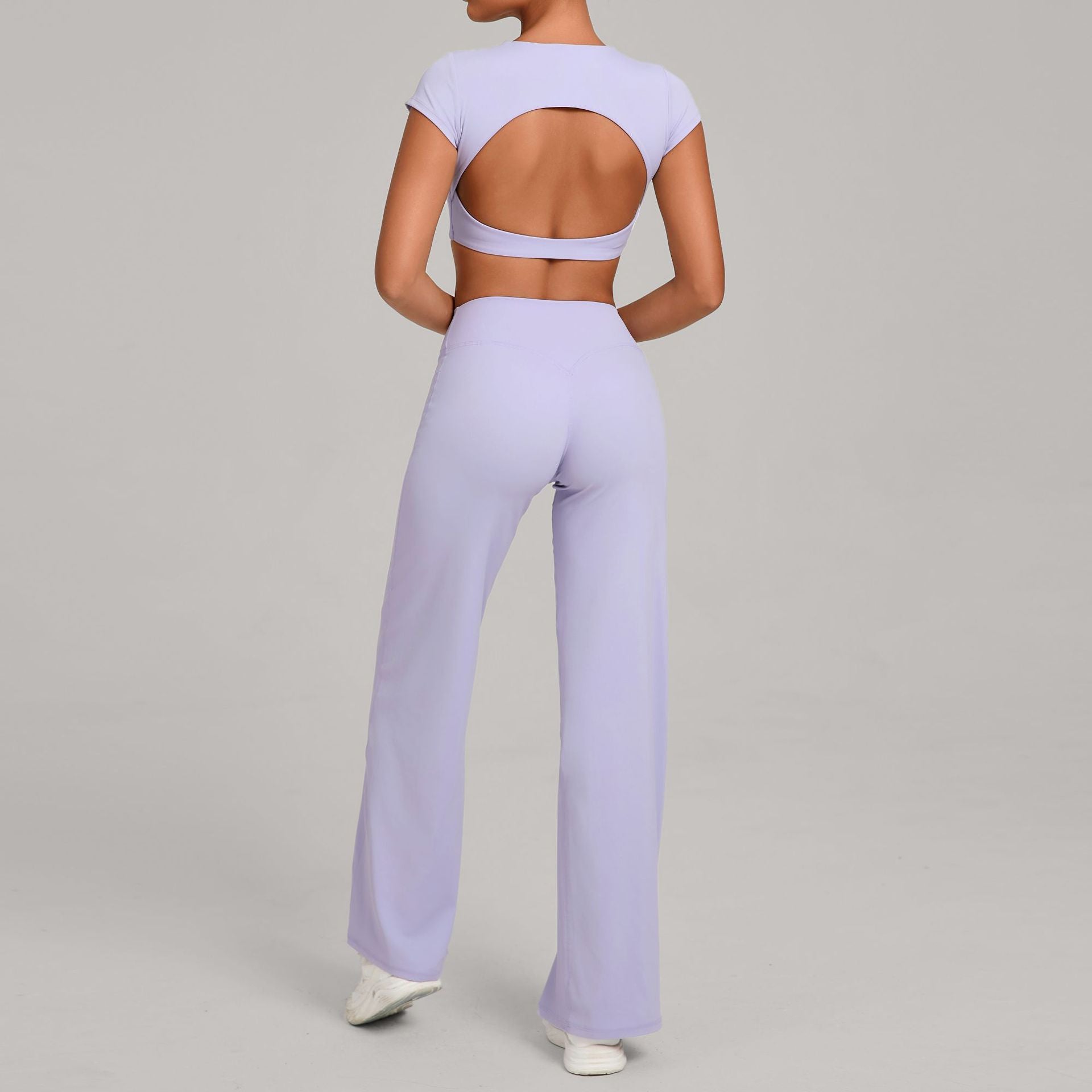 Backless Slim Fit Yoga Set | Quick-Dry Straight-Leg Pants Running & Training Two-Piece