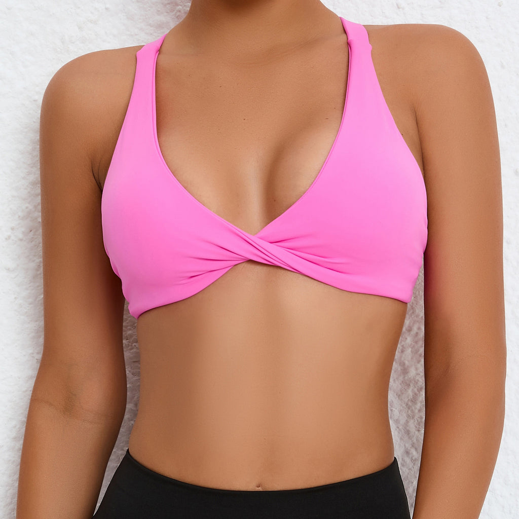 Second-Skin Cross Back Yoga Bra for Women | Quick-Dry Compression Sports Bra for Running & Training