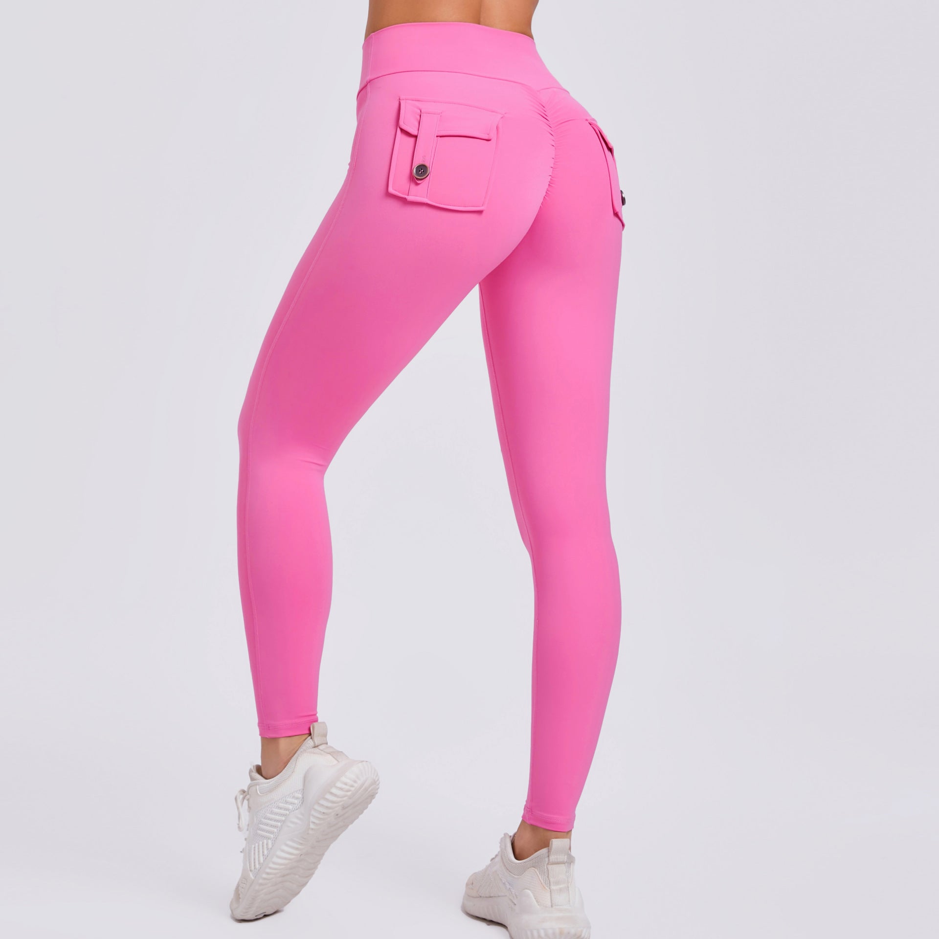 High-Waist Cargo Yoga Leggings | Peach-Lift Stretch Pocket Running Fitness Pants