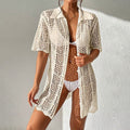 2026 New Arrival | Women's Solid Color Sexy Knit Beach Cover-Up | UV Protective Bikini Sunscreen Tunic