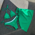 2026 Summer Sexy Backless Drawstring Bikini Set Three Piece Swimsuit Beachwear For Women