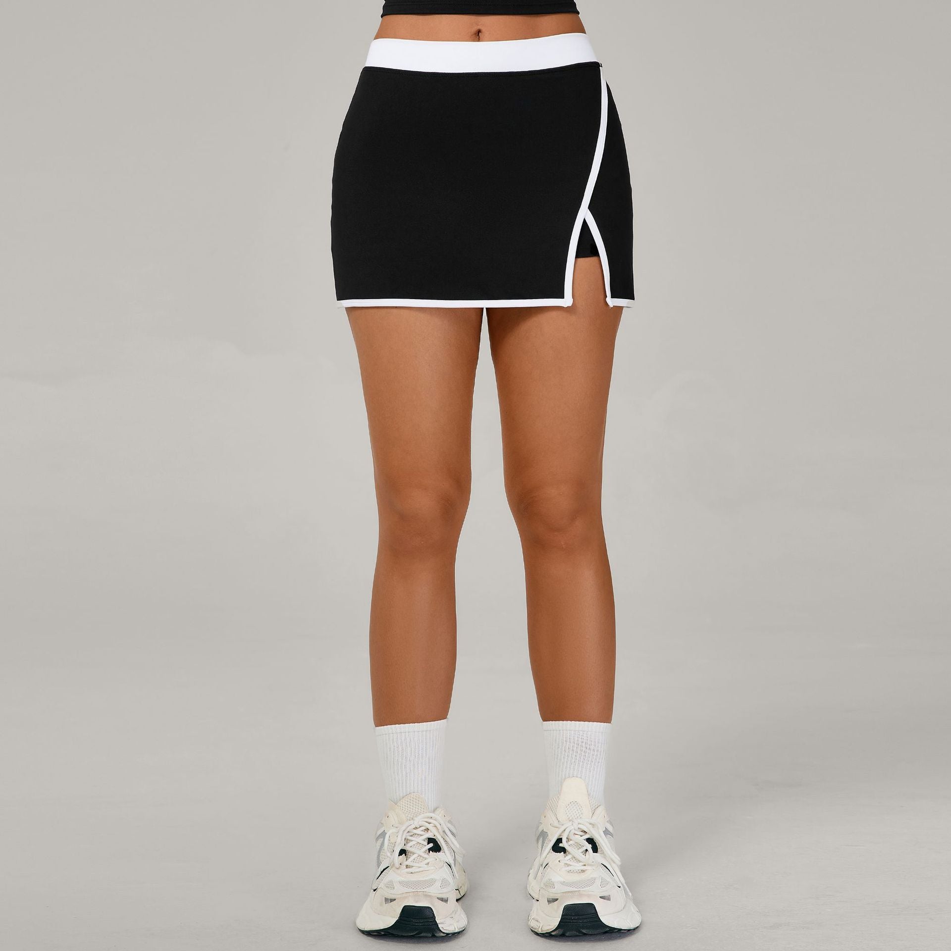 Color Block Slit Sports Skirt for Women | Slim Fit Anti-Exposure Yoga Tennis Skirt