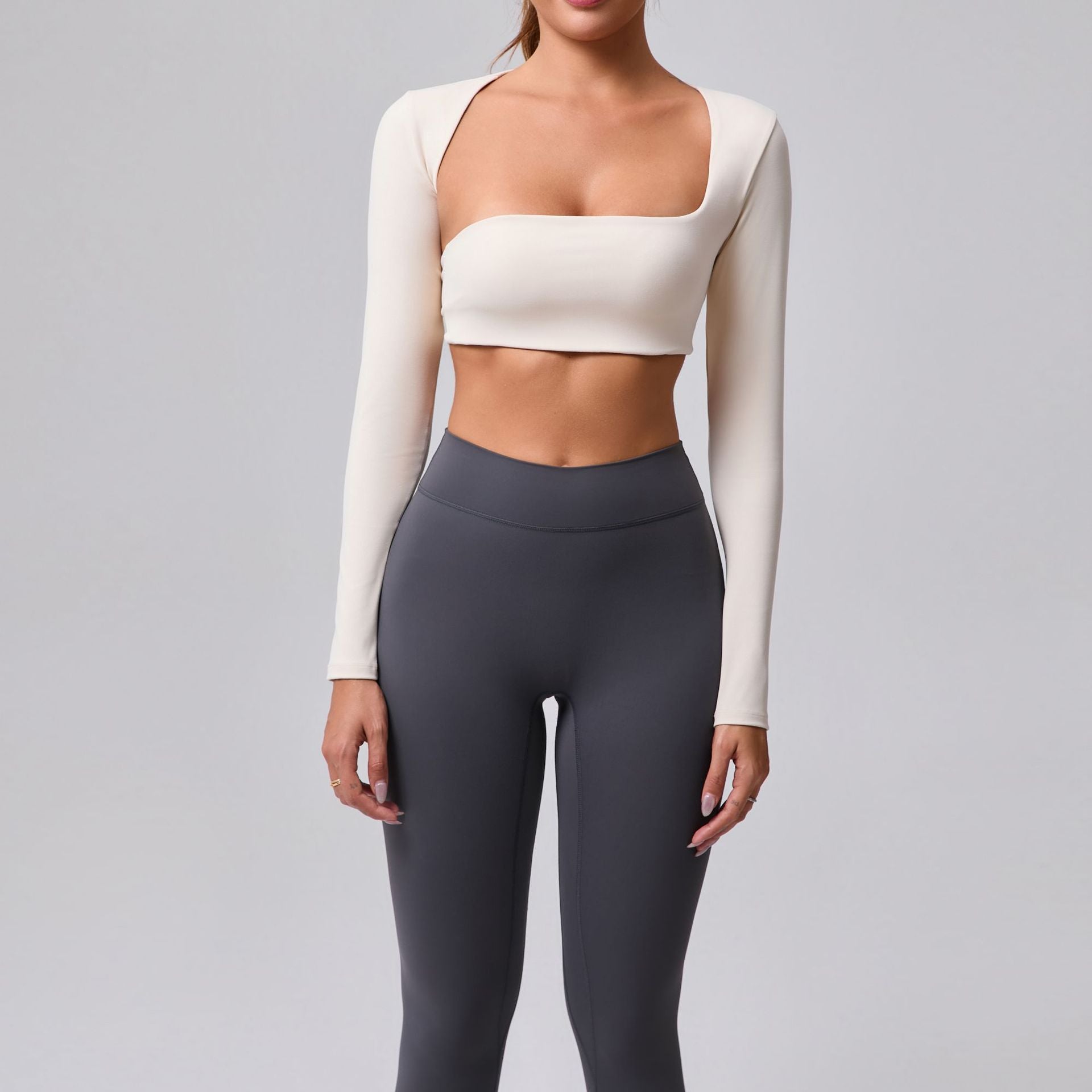 Brushed Long Sleeve Yoga Wrap Top | Lightweight Running & Fitness Activewear