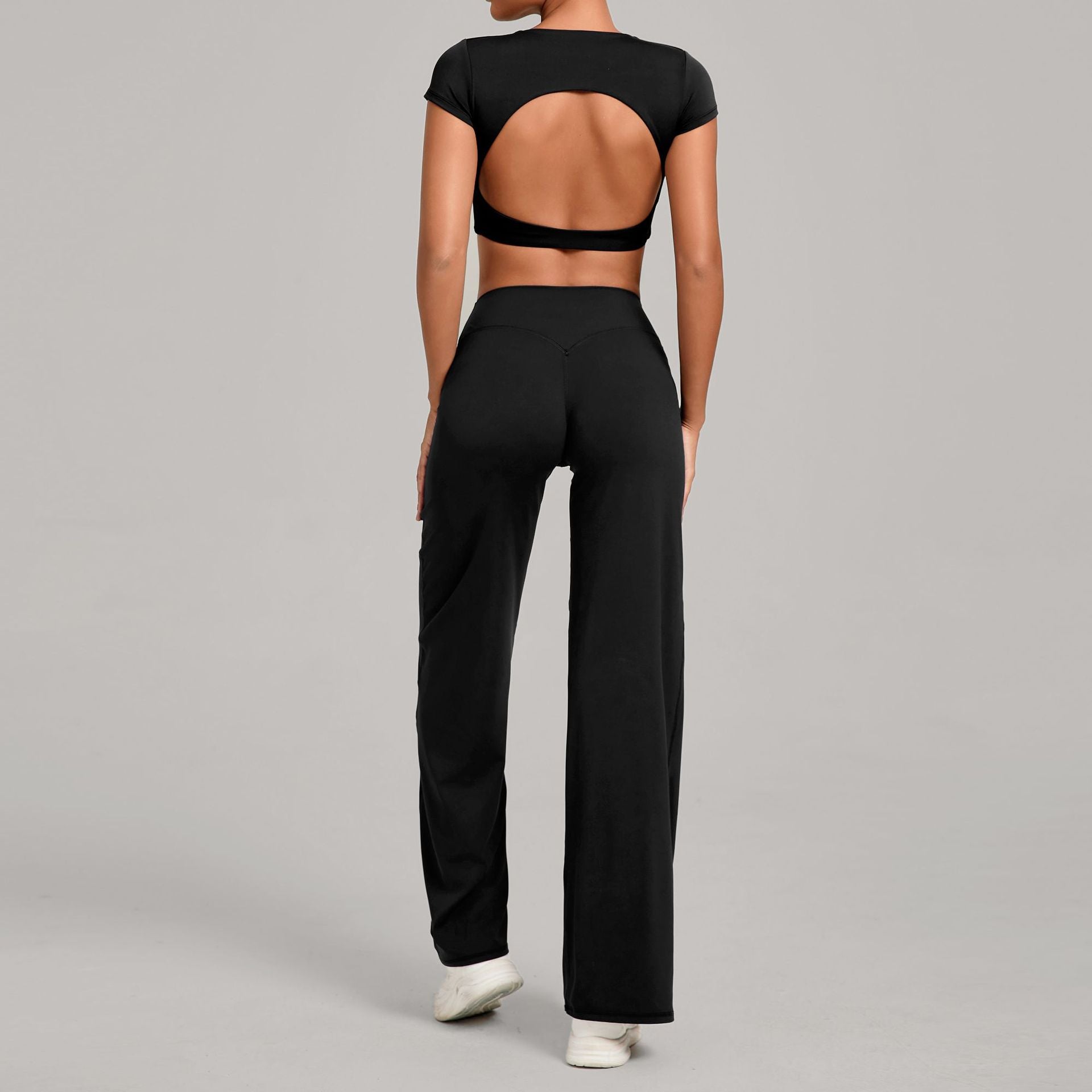 Backless Slim Fit Yoga Set | Quick-Dry Straight-Leg Pants Running & Training Two-Piece