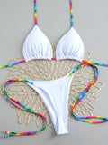 2026 Rainbow Stripe Tie Bikini | Sexy Women's Beach Vacation Two-Piece Swimwear