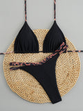 2026 Sexy Halter Tie Triangle Bikini | Solid Color Stud Bottom Beach Swimwear