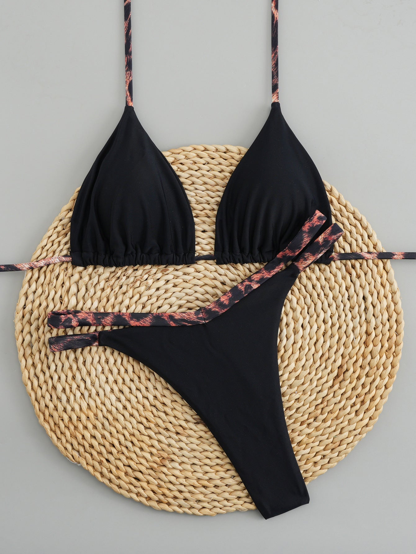 2026 Sexy Halter Tie Triangle Bikini | Solid Color Stud Bottom Beach Swimwear
