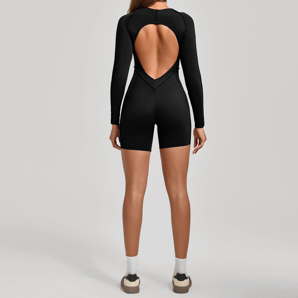 3D Seam Long Sleeve Yoga Jumpsuit Backless Tight Fitness Bodysuit
