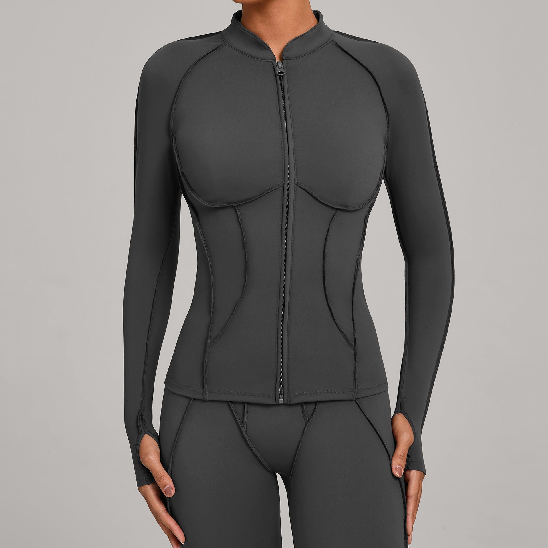 High Neck Zip-Up Long Sleeve Yoga Jacket | Slim Fit Quick-Dry Fitness Outerwear