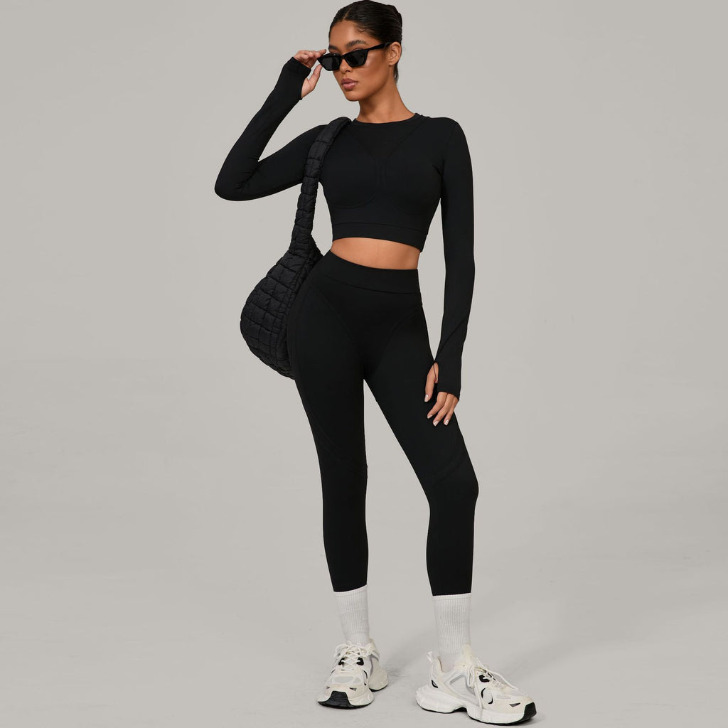 Brushed Compression Quick-Dry Yoga Set | Winter Outdoor Running Outfit