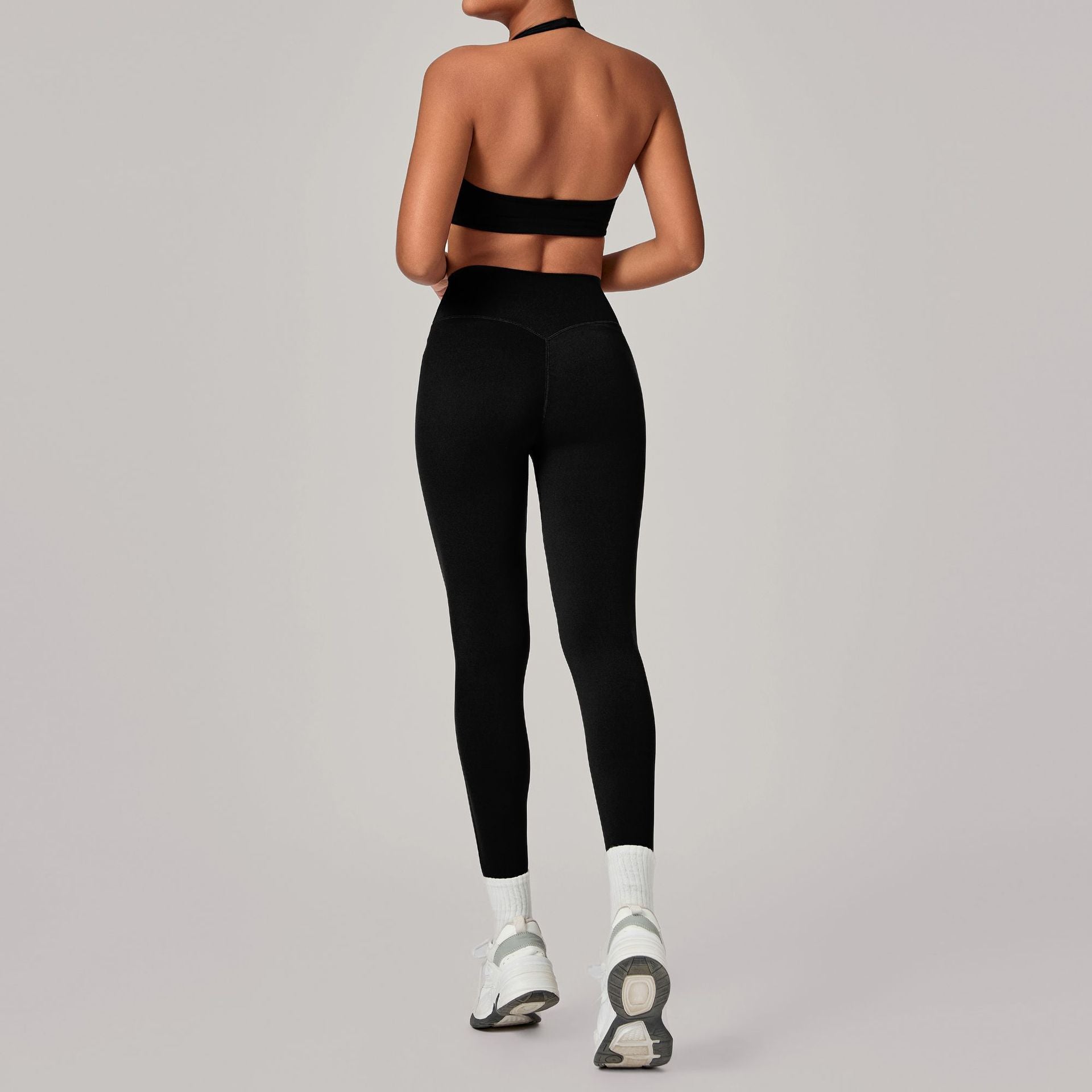 Invisible Ruched Cross Back Yoga Set | Quick-Dry Outdoor Running Fitness Outfit