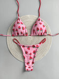 2026 Digital Print Bikini Three-Piece Set | High-Waist Boyshort Hot Spring Swimwear