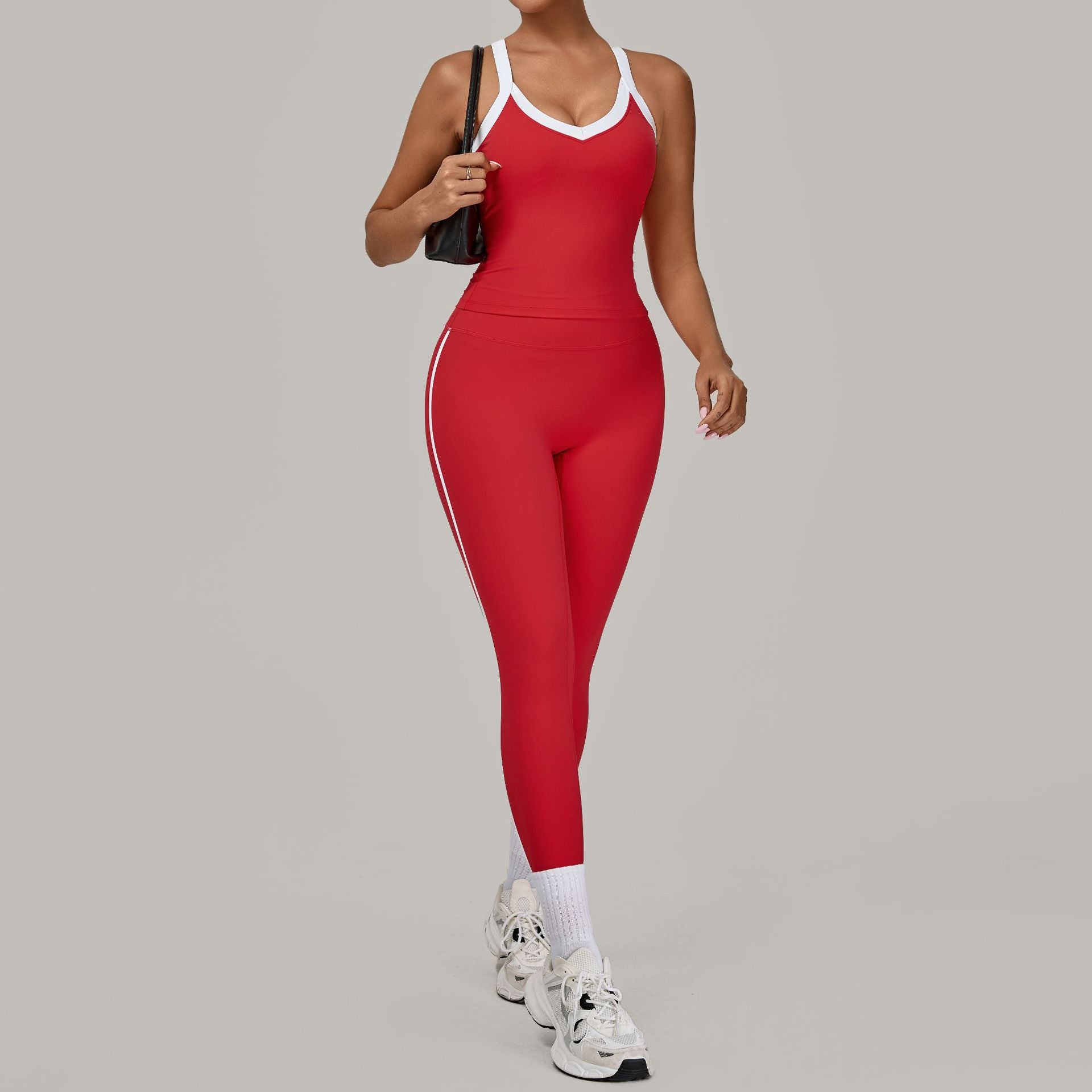 Contrast Trim Yoga Set for Women | Second-Skin Compression Fitness Outfit 3230+4601