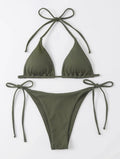 2026 Style Sexy Thong Ribbed Bikini Set Two Piece Split Swimsuit
