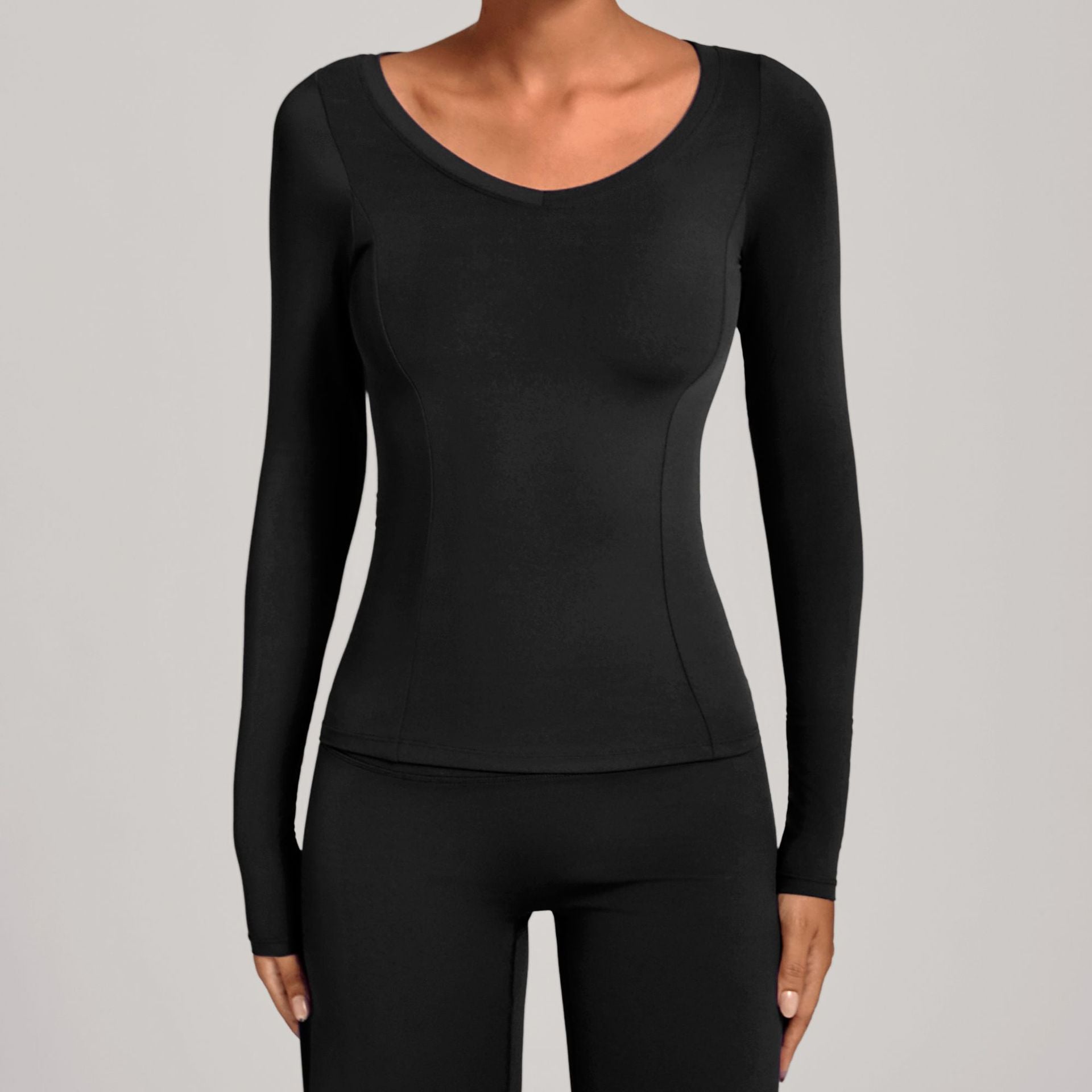 V-Neck Long Sleeve Yoga Jacket | Fall Winter Running & Casual Fitness Top