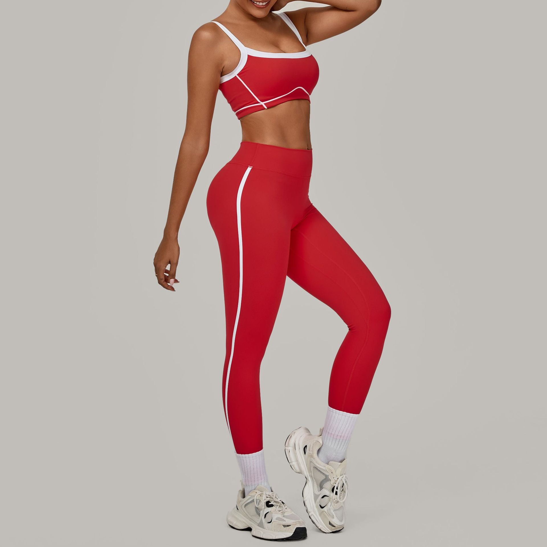 Color Block Patchwork Yoga Set | Slimming Outdoor Running Fitness Two-Piece