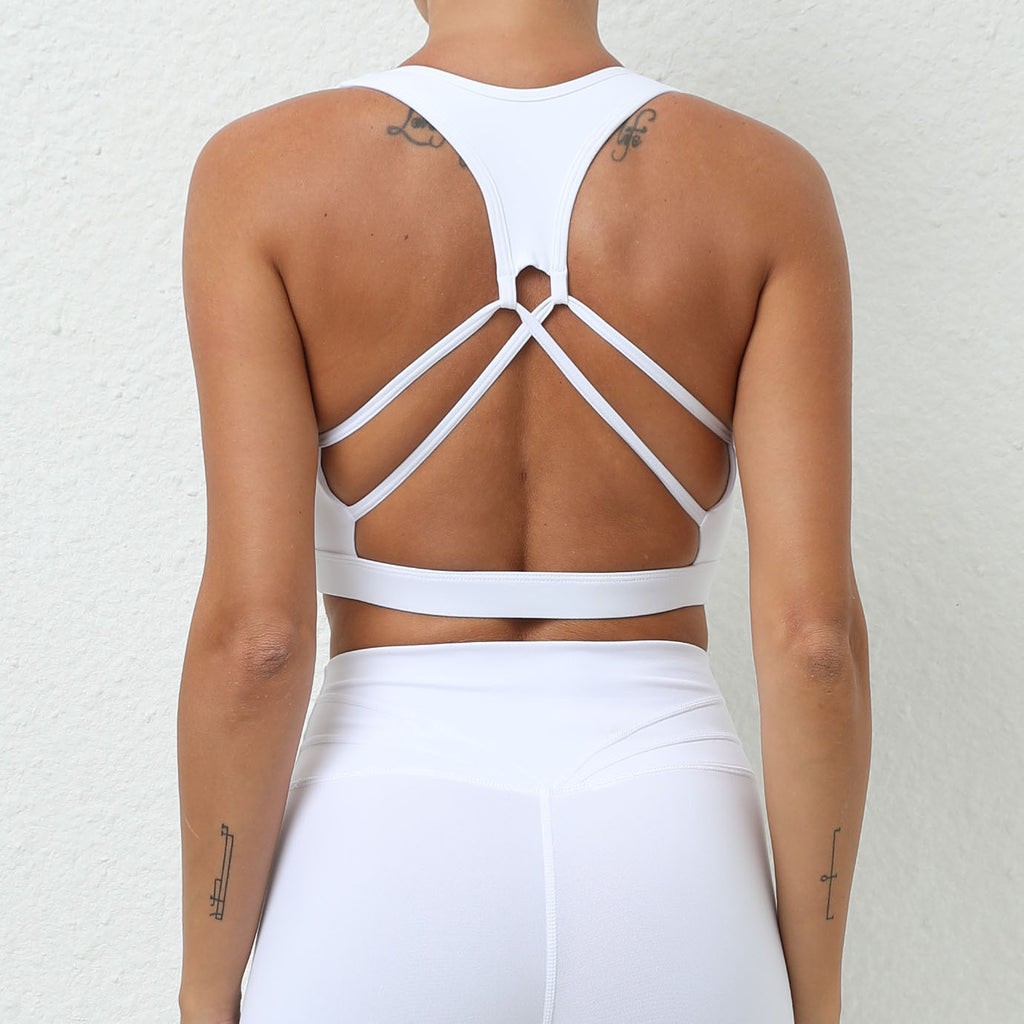 Cross Back Brushed Sports Bra | Naked-Feel Quick-Dry Yoga & Running Bra