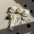 2026 Solid Color Rose Bandeau Drawstring Bikini Set Two Piece Split Swimsuit