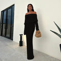 New Arrival | Women's Sexy Backless Off Shoulder Knit Maxi Beach Cover-Up | Resort Vacation Dress