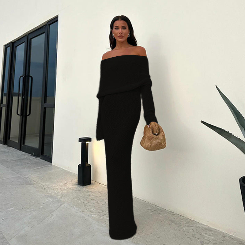 New Arrival | Women's Sexy Backless Off Shoulder Knit Maxi Beach Cover-Up | Resort Vacation Dress