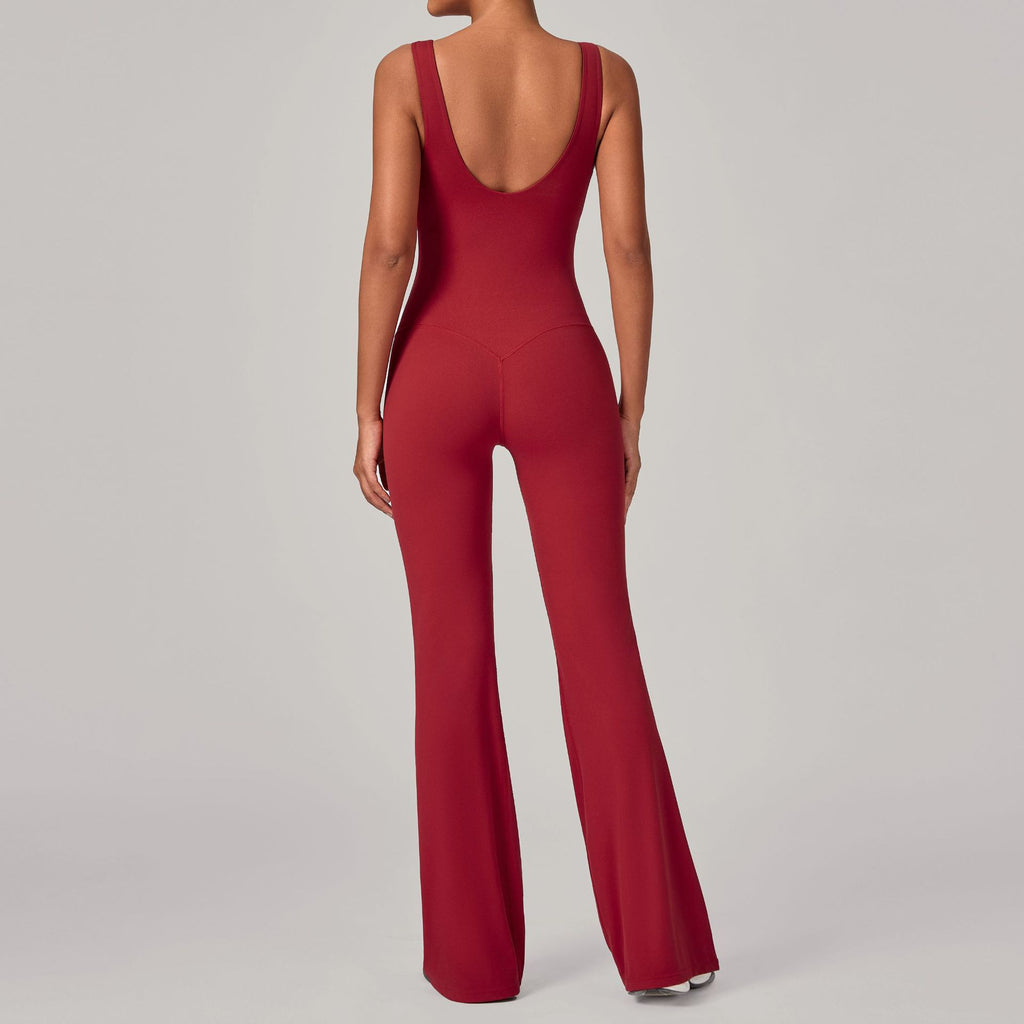 Flared Yoga Jumpsuit One-Piece Tight Wide-Leg Running Fitness Wear