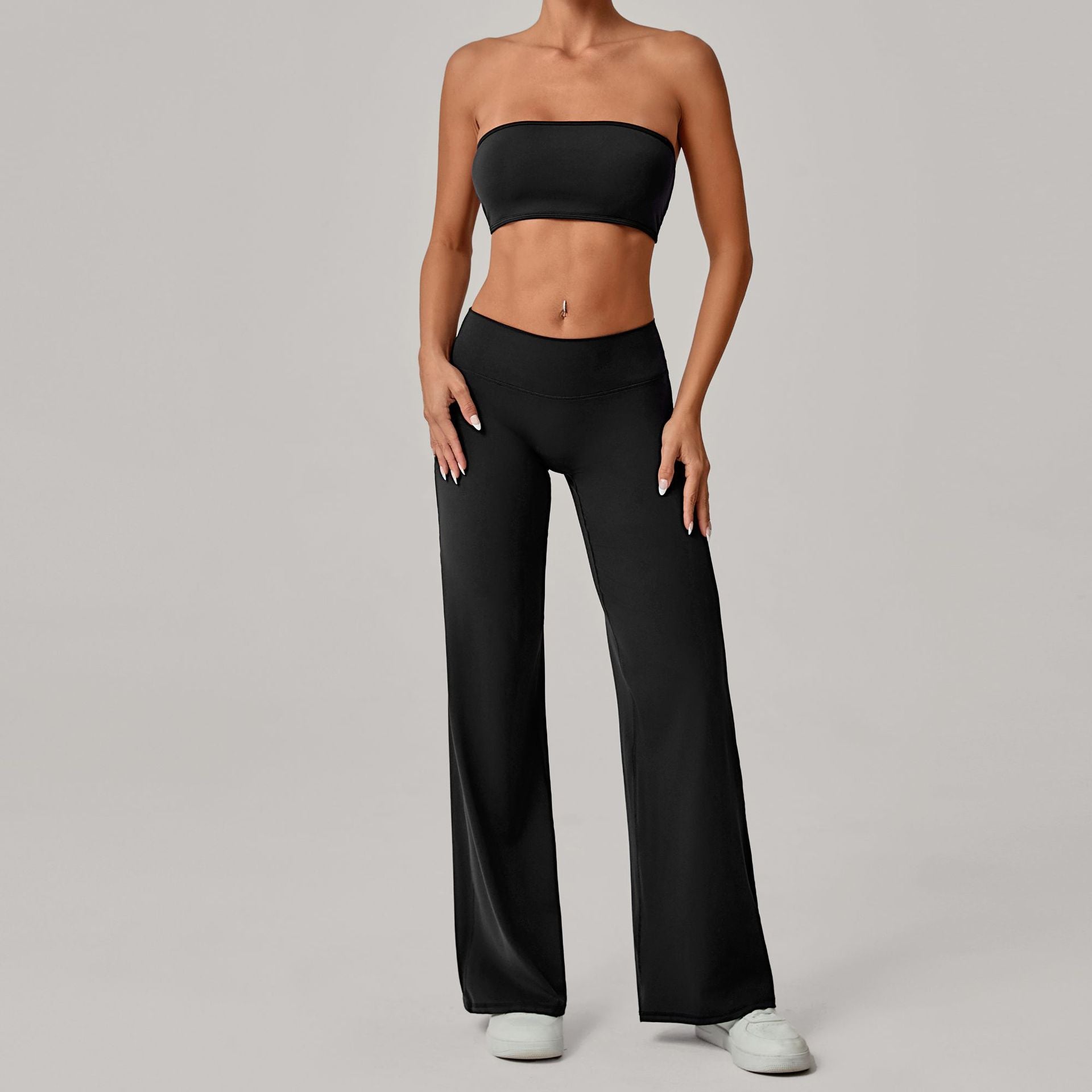 Second-Skin Bandeau Cross Back Yoga Set | Outdoor Running Fitness Two-Piece
