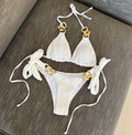 2026 Summer Sexy Chain Decor Bikini Set Two Piece High Waist Split Swimsuit